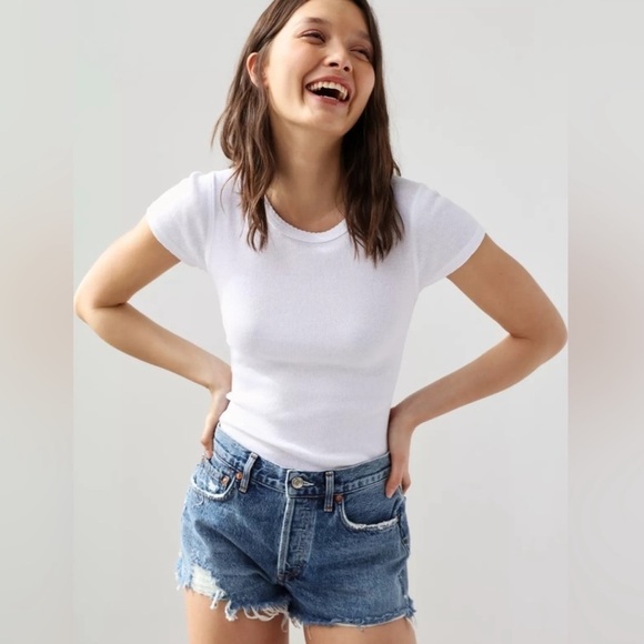 NWT AGOLDE JADEN HIGH RISE CUT  OFF DENIM SHORTS - 24 - Picture 2 of 14